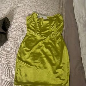 Lime green dress by tresser size medium built in corset top..